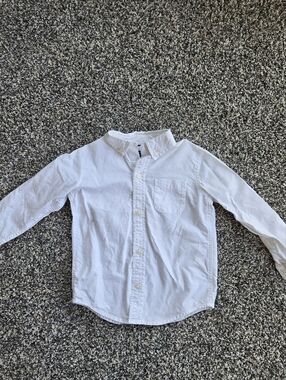 Janie And Jack 100% Cotton 3T White Button Down Long Sleeve Dress Shirt Boy